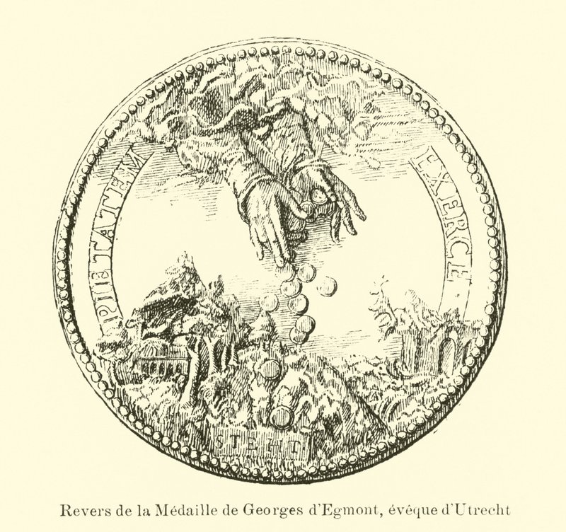 Reverso de uma medalha ou George van Egmond, bispo de Utrecht de Belgian School