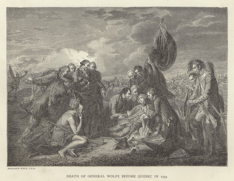 Morte do general Wolfe antes de Quebec em 1759 de Benjamin West
