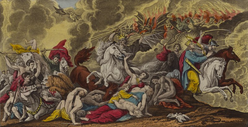 Morte sobre o cavalo pálido (cor litho) de Benjamin (after) West