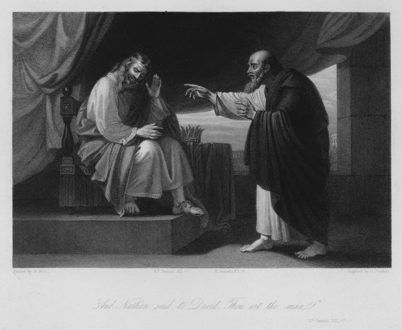 Nathan e David, II Samuel XII, 7 (gravura) de Benjamin (after) West