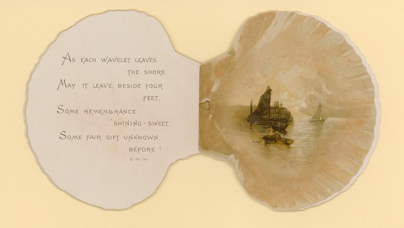 Ilustração para folheto intitulado Sea Shells (cor litho) de Benjamin D. Sigmund