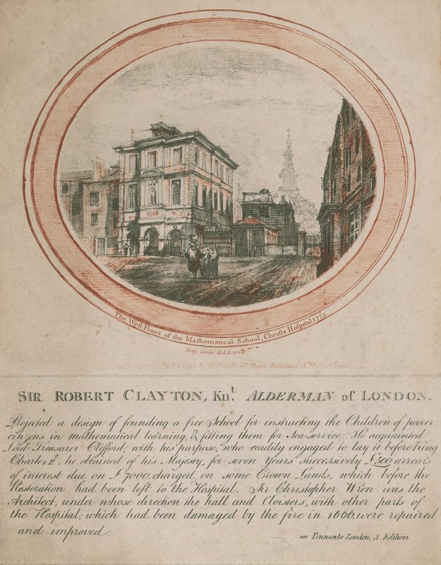A frente oeste da Escola Matemática, Hospital de Cristo, 1775 de Benjamin Green
