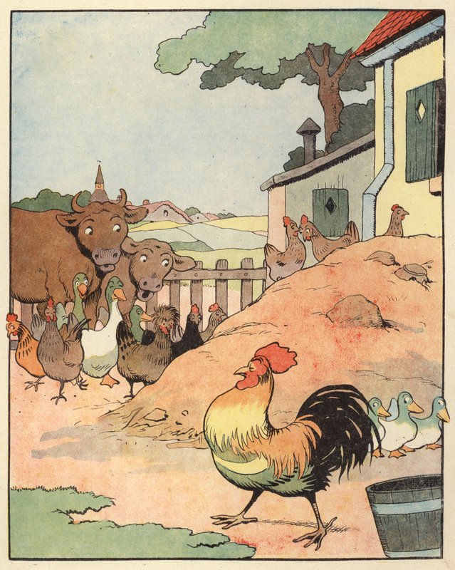 Ilustração para Chantecler de Benjamin Rabier (lito colorido) de Benjamin Rabier