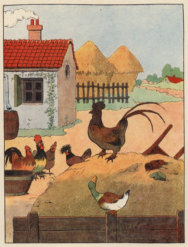 Ilustração para Chantecler de Benjamin Rabier (lito colorido) de Benjamin Rabier