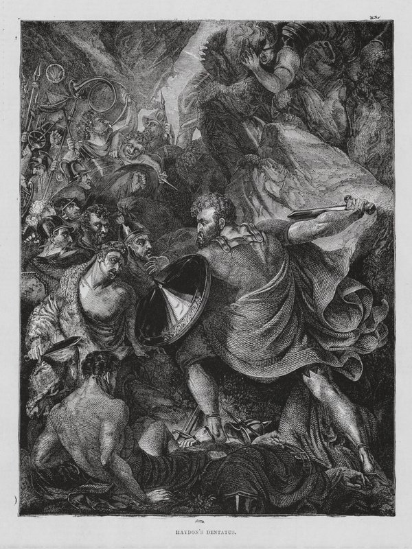 Assassinato de L S Dentatus (gravura) de Benjamin Robert (after) Haydon