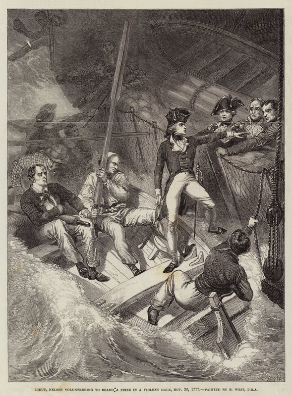 Tenente Nelson voluntariado para embarcar em um prêmio em um vendaval violento, 20 de novembro de 1777 de Benjamin West