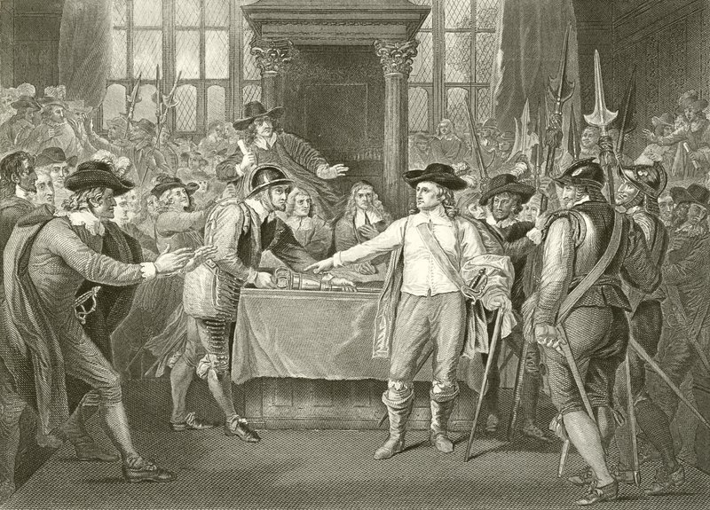 Oliver Cromwell dissolvendo o longo parlamento de Benjamin West