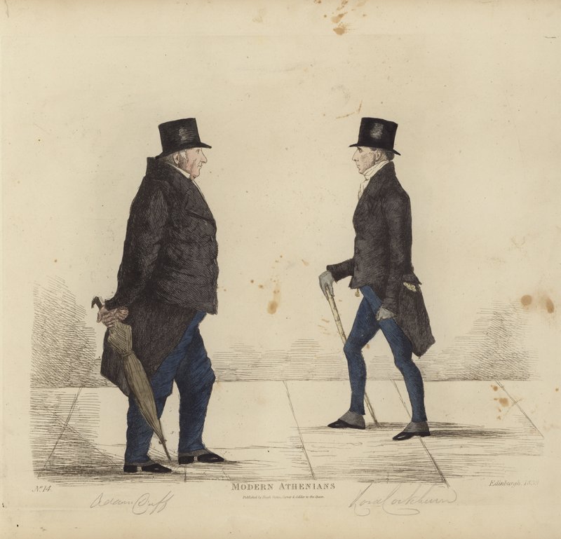 Eminentes edinburghians, também conhecidos como atenienses modernos, Adam Duff, Esq, Sheriff of Midlothian, The Hon Henry (Lord) Cockburn (gravura colorida) de Benjamin William Crombie