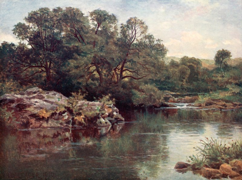 No rio Llugwy, abaixo de Capel Curig de Benjamin Williams Leader
