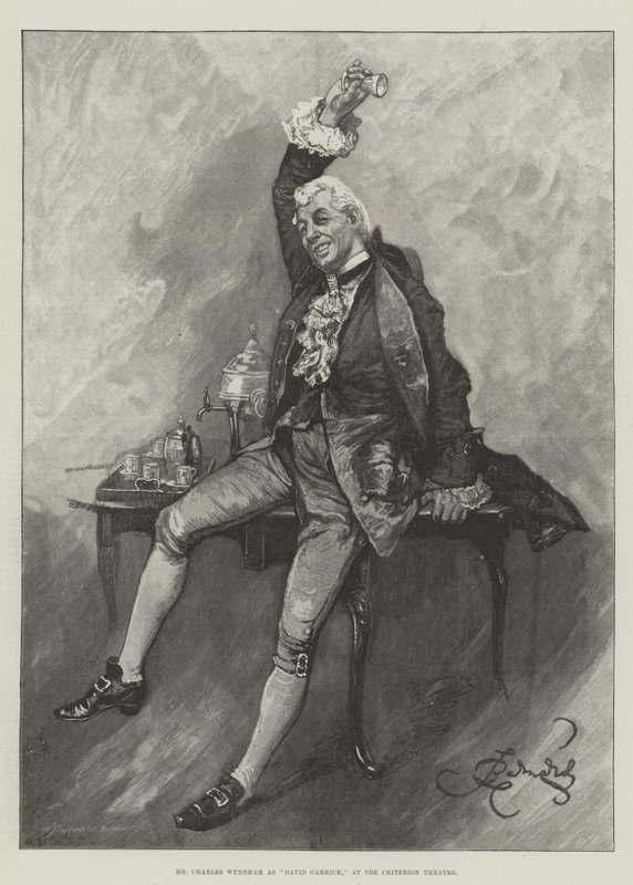 Sr. Charles Wyndham como David Garrick, no Criterion Theatre de Bernard Partridge