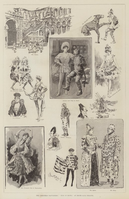 O Natal Pantomimes, Gato de Botas, no Teatro Drury-Lane de Bernard Partridge