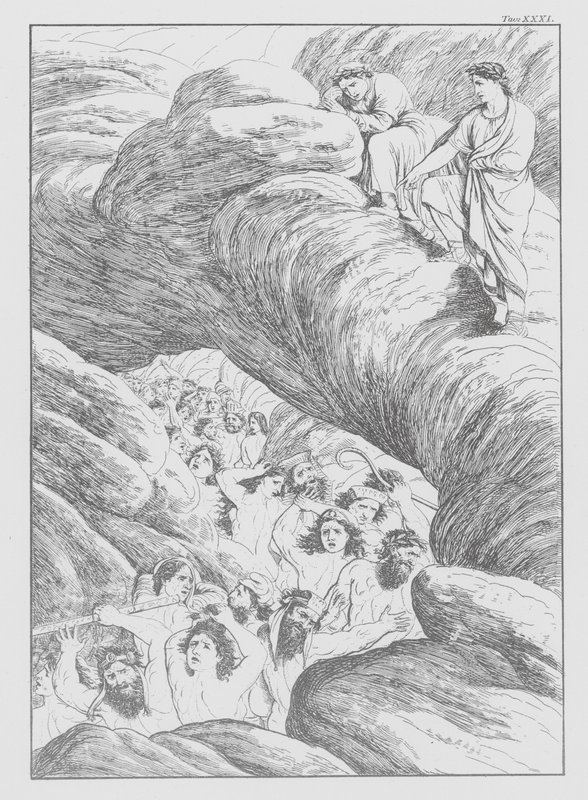 A Divina Comédia de Dante, Inferno (Inferno), Placa XXXI (litografia) de Bernhard Schuler