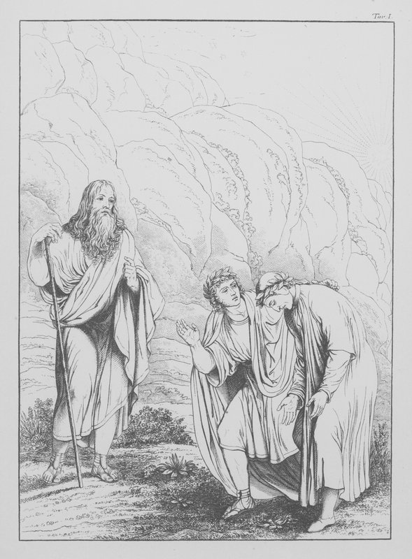 Divina Comédia de Dante, Purgatorio (Purgatório), Placa I (litografia) de Bernhard Schuler