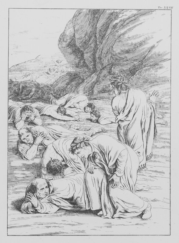 Divina Comédia de Dante, Purgatorio (Purgatório), Placa XXVIII (litografia) de Bernhard Schuler