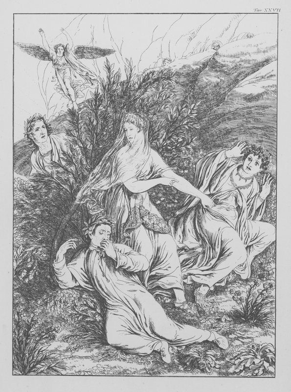 Divina Comédia de Dante, Purgatorio (Purgatório), Placa XXVII (litografia) de Bernhard Schuler