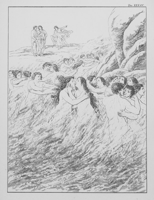 Divina Comédia de Dante, Purgatorio (Purgatório), Placa XXXIV (litografia) de Bernhard Schuler