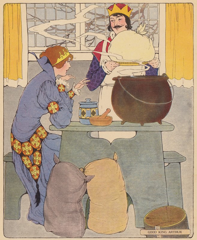 Canção infantil: O Bom Rei Artur (litografia a cores) de Blanche Fisher Wright