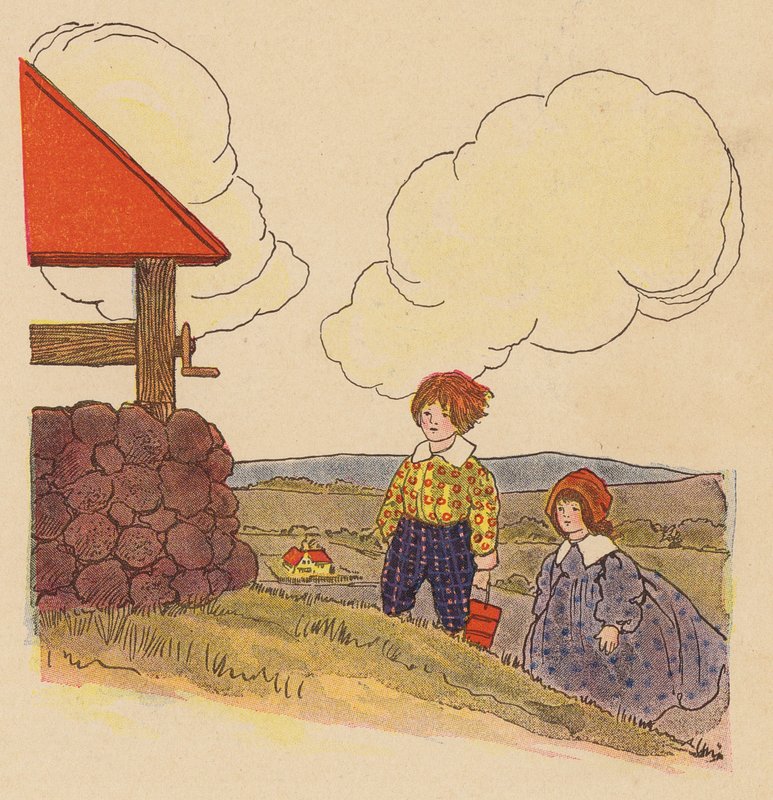 Rima infantil: Jack e Jill (litografia a cores) de Blanche Fisher Wright