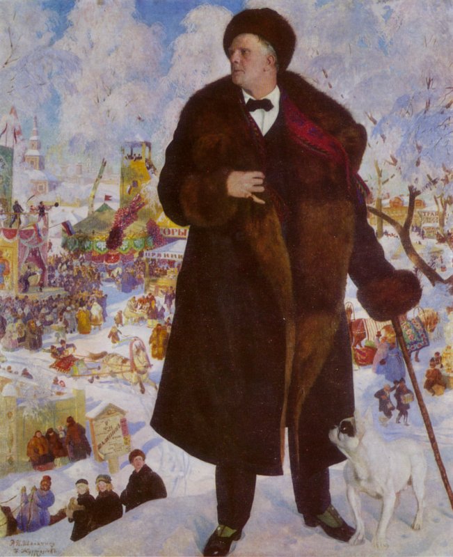 Retrato do cantor de ópera russo Feodor Chaliapin de Boris Mikhailovich Kustodiev