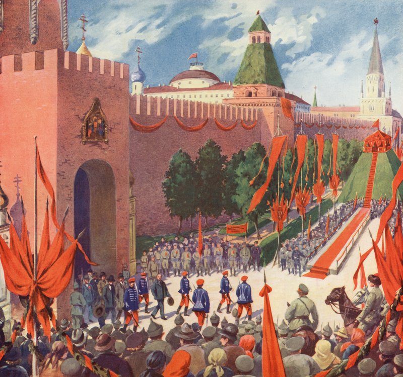 Festival em comemoração da Terceira Internacional Comunista em Moscovo (cor litho) de Boris Vasilievich Zvorykin