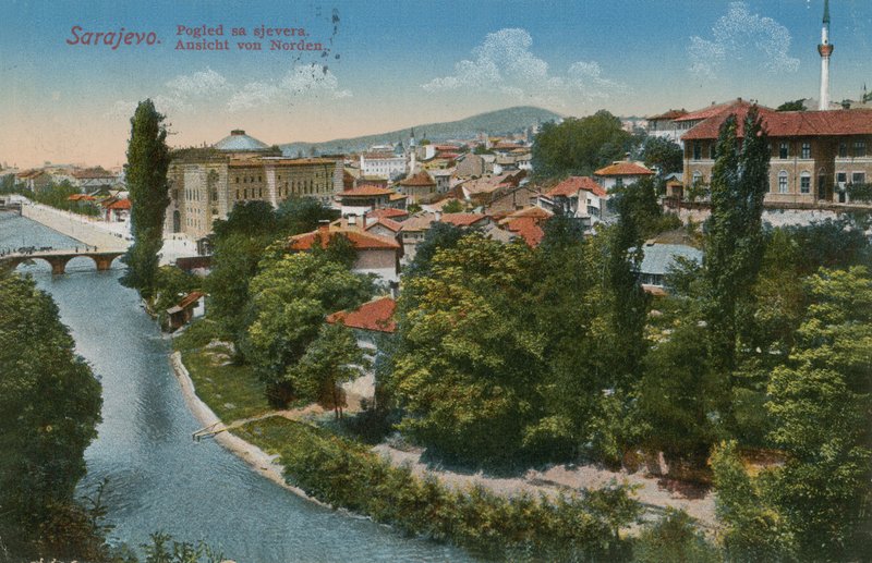 Sarajevo - vista ao norte da cidade. Postal enviado em 1913. de Bosnian Photographer