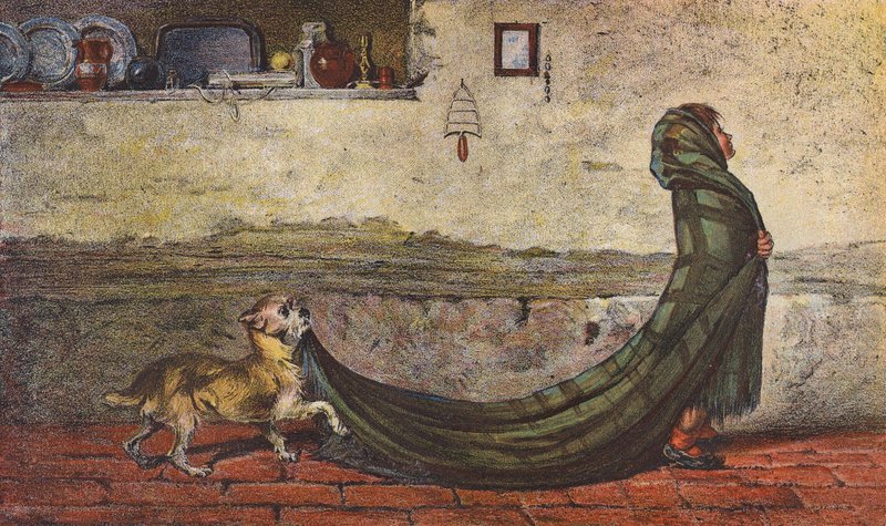 O portador do comboio (litografia a cores) de Briton (after) Riviere