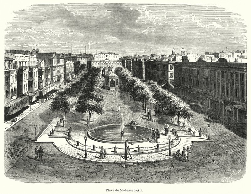 Praça Mohammed Ali, Alexandria, Egito (litho) de Bruno Heinrich Strassberger
