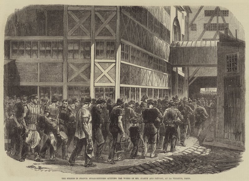 As greves na França, Sugar-Refiners desistindo das obras de MM Jeanty e Prevost, em La Villette, Paris de Burn Smeeton