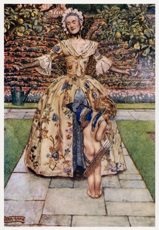 "O amor não gosta do fruto que cai, / Nem ainda da árvore murcha" (cor litho) de Byam (after) Shaw