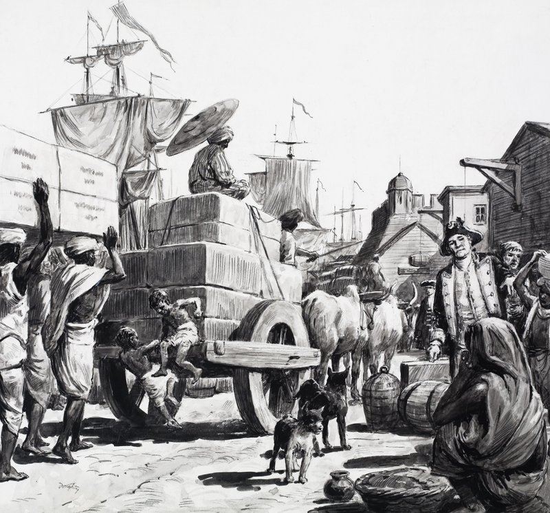 A Entrega de mercadorias nos armazéns da Companhia das Índias Orientais de C.L. Doughty