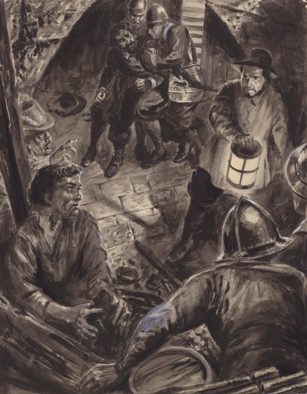 Prisão de Guy Fawkes e dos seus co-conspiradores (guache sobre papel) de C.L. Doughty