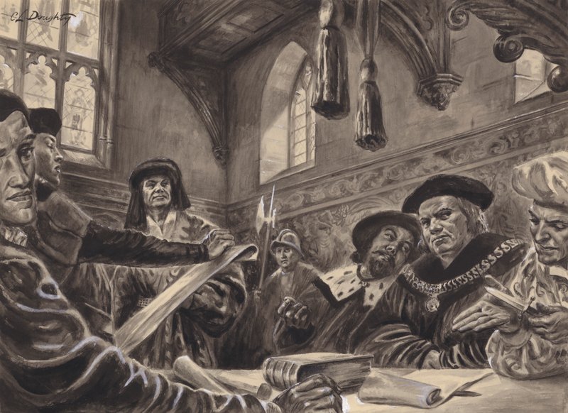 Tribunal da Câmara das Estrelas (guache sobre papel) de C.L. Doughty