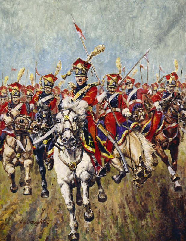 Carga da cavalaria francesa (óleo sobre tela) de C.L. Doughty