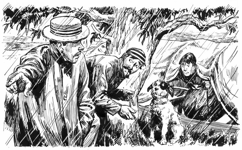 Ilustração para Three Men In A Boat de Jerome K Jerome (caneta e tinta) de C.L. Doughty