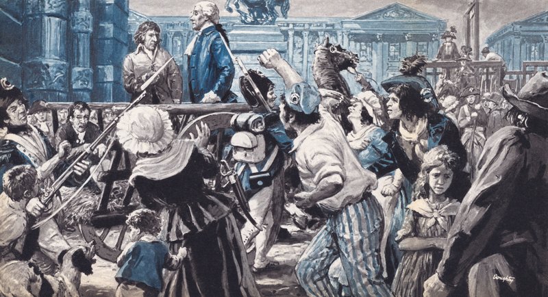 Lavoisier a caminho da sua execução (litografia a cores) de C.L. Doughty