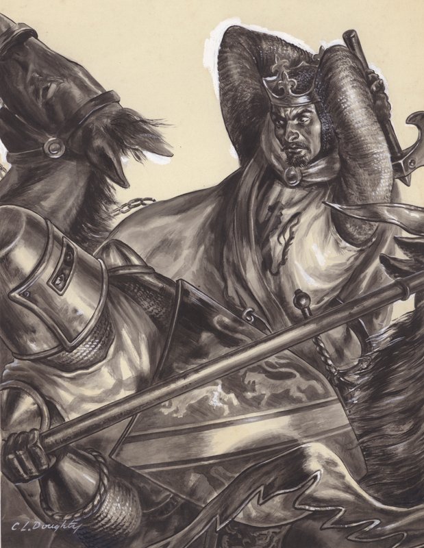 Robert Bruce prestes a matar Sir Henry de Bohun () (guache sobre papel) de C.L. Doughty