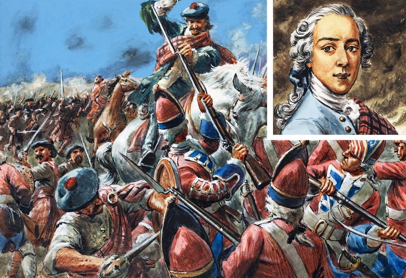 A Batalha de Culloden (guache sobre papel) de C.L. Doughty