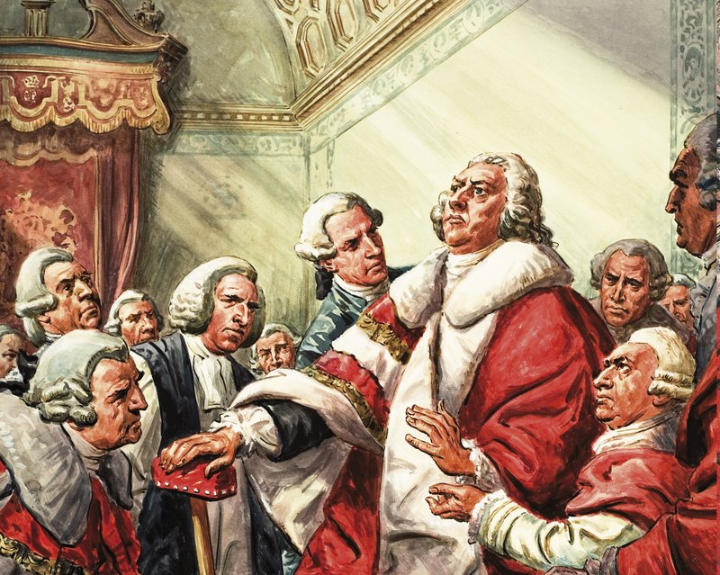 William Pitt faz o seu último discurso no Parlamento em 1778 de C.L. Doughty