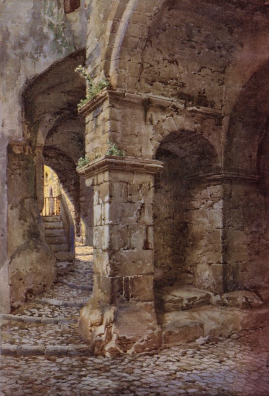 Mediaeval Fortress, Terracina (cor litho) de C.T.G. Formili