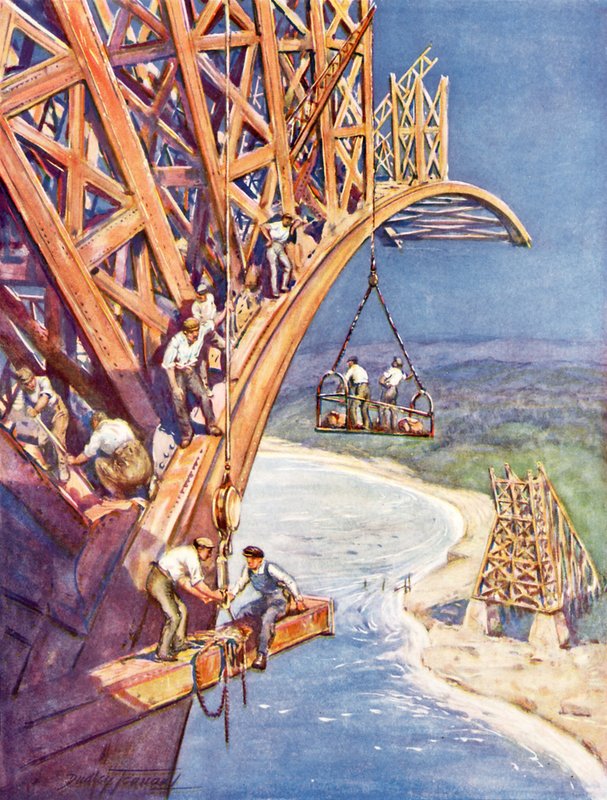 Como o construtor de pontes faz as suas conquistas (cor litho) de C. Dudley Tennant
