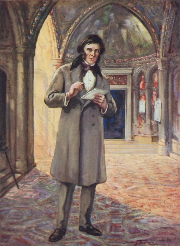 John Ruskin em Veneza (cor litho) de C. Dudley Tennant