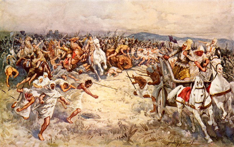A batalha de Issus (cor litho) de C. Dudley Tennant