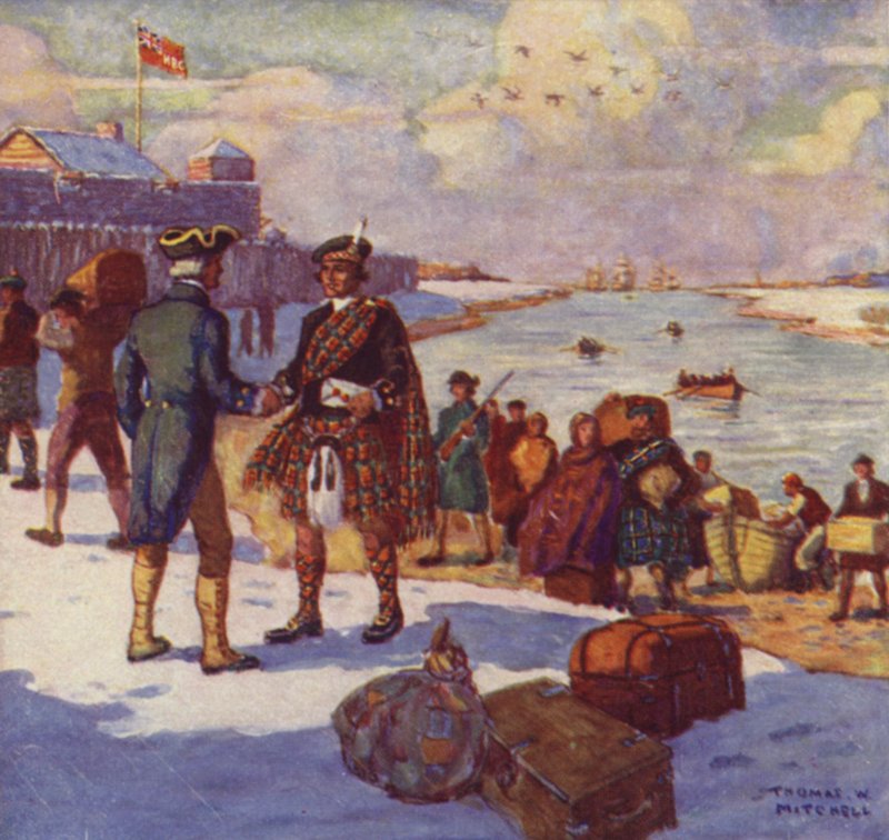 Aterrissagem dos colonos de Selkirk na fábrica de York de Canadian School