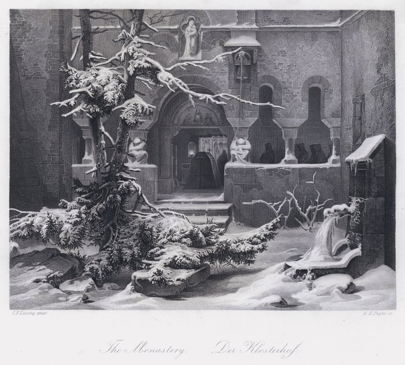 O Mosteiro (gravura) de Carl Friedrich (after) Lessing
