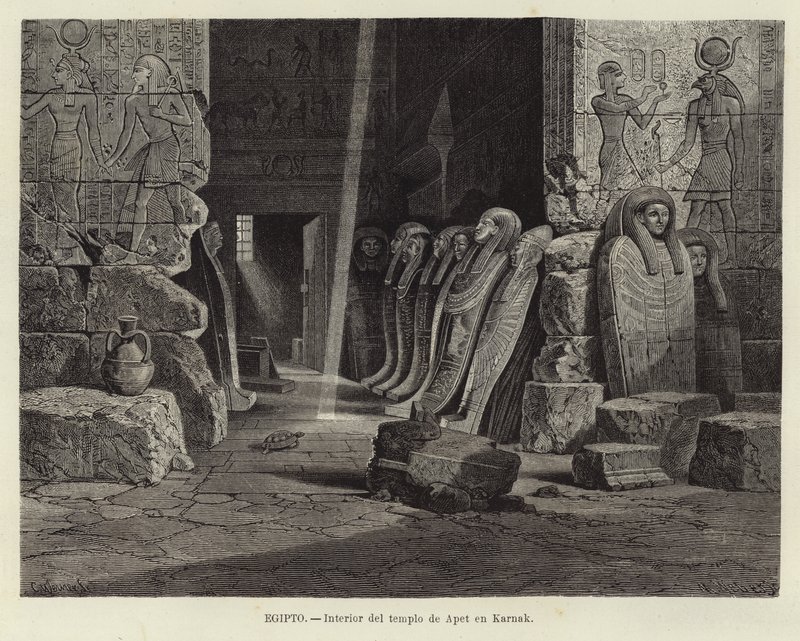 Egito - Interior do templo do Opet em Karnak de Carl Friedrich Heinrich Werner