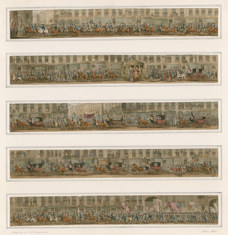 Desfile do Lord Mayor, por volta de 1824 de Carl Georg Adolph Hasenpflug