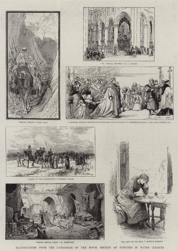 Ilustrações do Catálogo da Royal Society of Painters em aquarela de Carl Haag