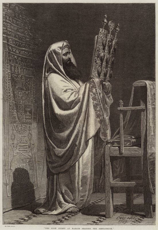 O Sumo Sacerdote em Nablus lendo o Pentateuco de Carl Haag