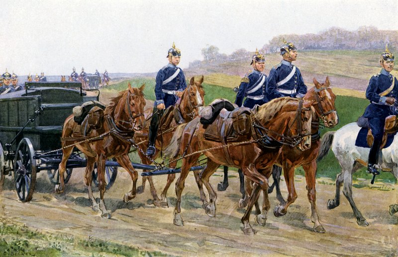 Coluna de abastecimento do exército alemão em marcha (cor litho) de Carl Ludwig Friedrich (after) Becker