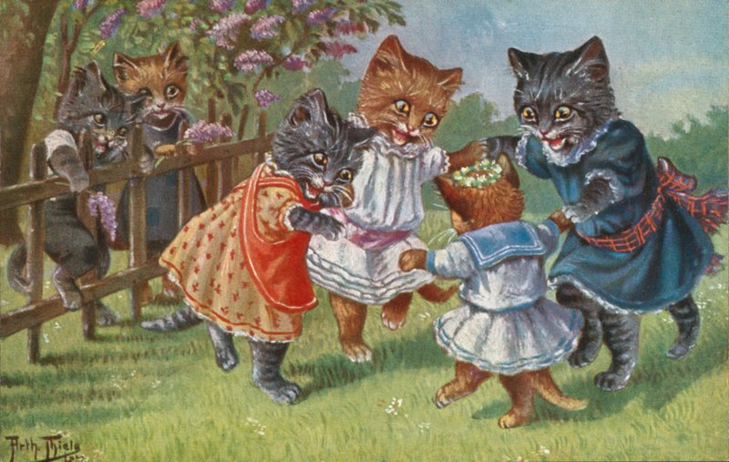 Postal humorístico de um gato (litografia a cores) de Carl Robert Arthur Thiele